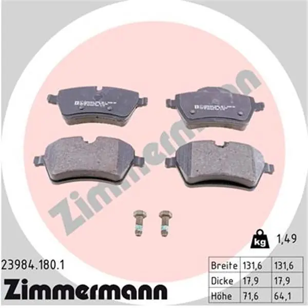 Profesional Juego de pastillas de freno ZIMMERMANN 239841801
