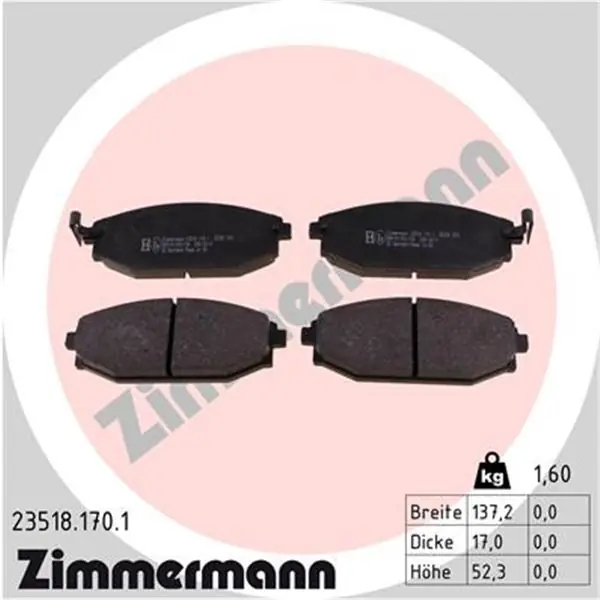 Auténtico Juego de pastillas de freno ZIMMERMANN 235181701