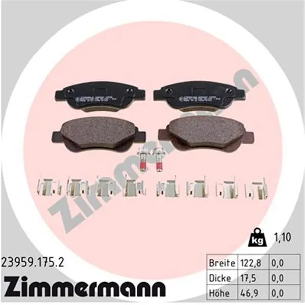 Solo Hoy Juego de pastillas de freno ZIMMERMANN 239591752
