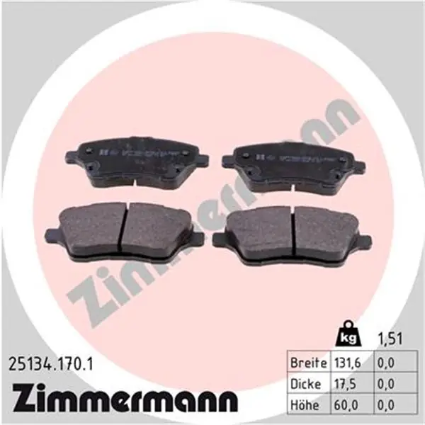 Juego de pastillas de freno ZIMMERMANN 251341701 Última Oportunidad