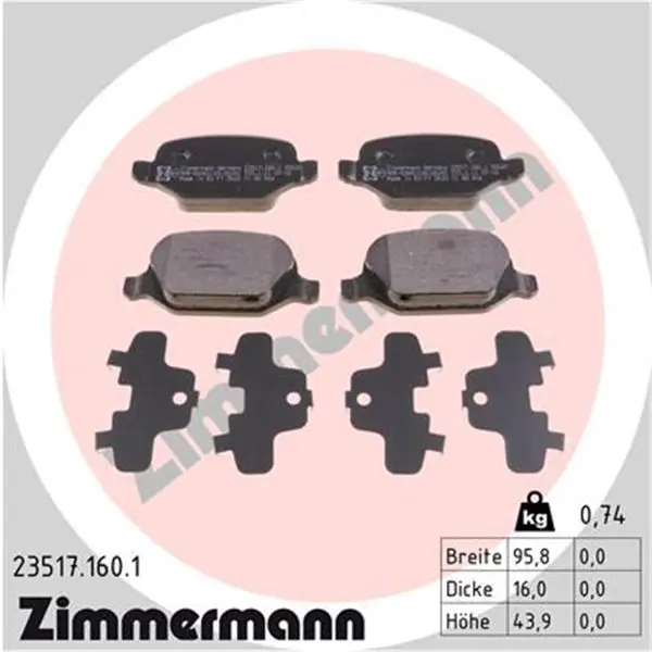 Oferta Juego de pastillas de freno ZIMMERMANN 235171601