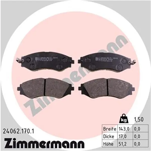 Juego de pastillas de freno ZIMMERMANN 240621701 Auténtico