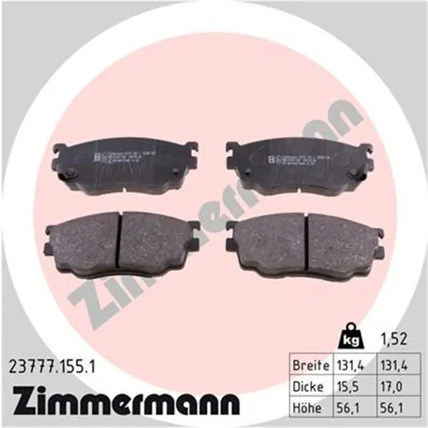 Juego de pastillas de freno ZIMMERMANN 237771551 Exclusivo