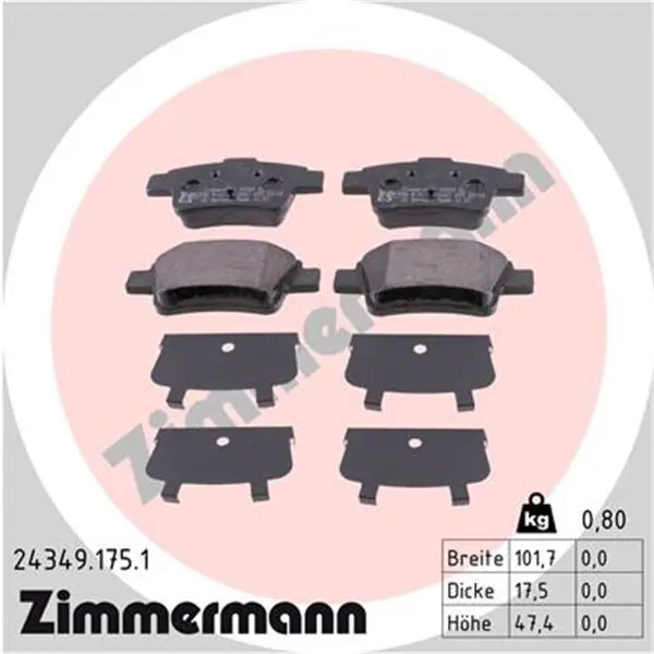 Directo De Fábrica Juego de pastillas de freno ZIMMERMANN 243491751