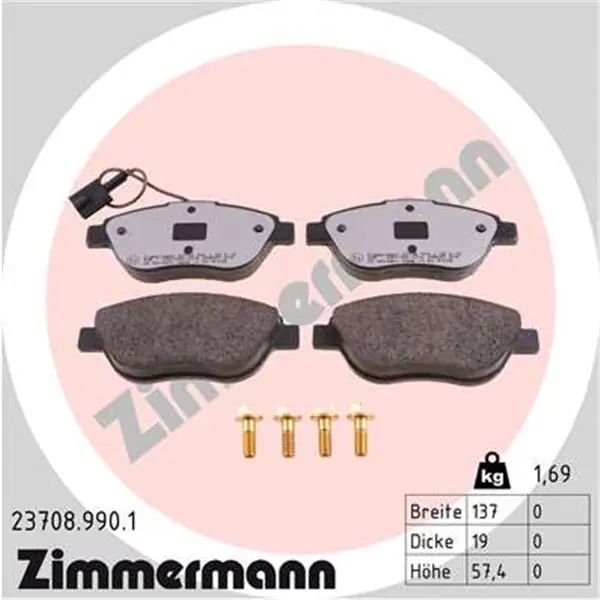 Juego de pastillas de freno ZIMMERMANN 237089901 Nuevo Modelo