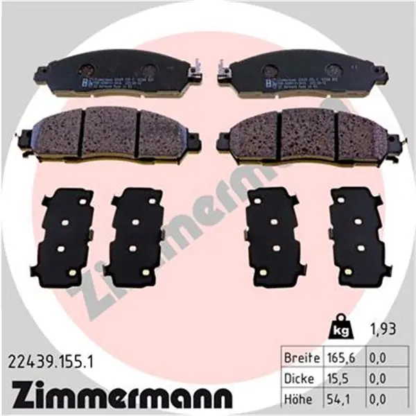 Juego de pastillas de freno ZIMMERMANN 224391551 Pedido Al Por Mayor