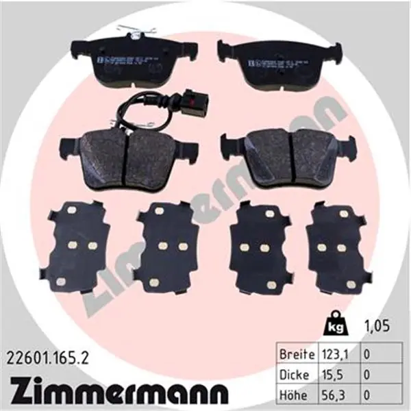 Juego de pastillas de freno ZIMMERMANN 226011652 Precio Reducido
