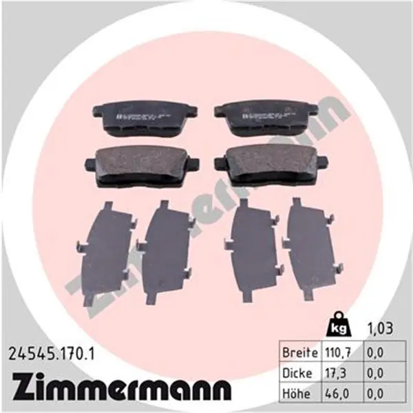 Juego de pastillas de freno ZIMMERMANN 245451701 Precio Económico