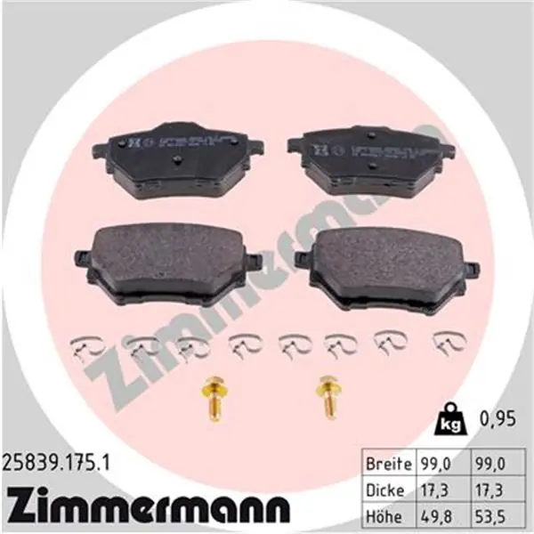 Nueva Colección Juego de pastillas de freno ZIMMERMANN 258391751