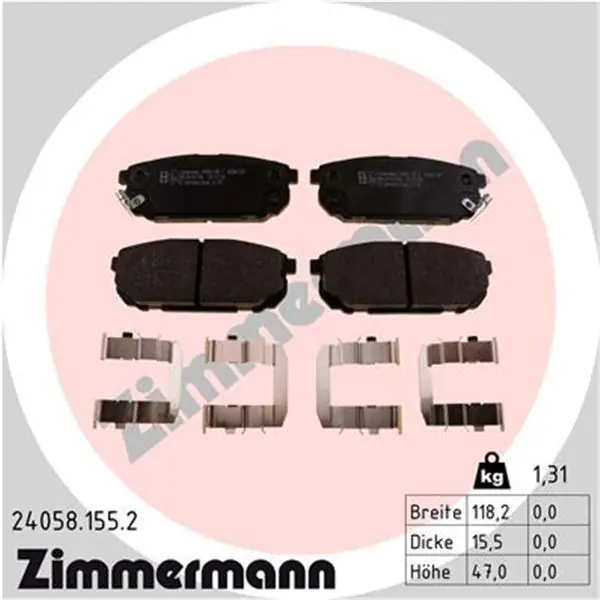 Auténtico Juego de pastillas de freno ZIMMERMANN 240581552