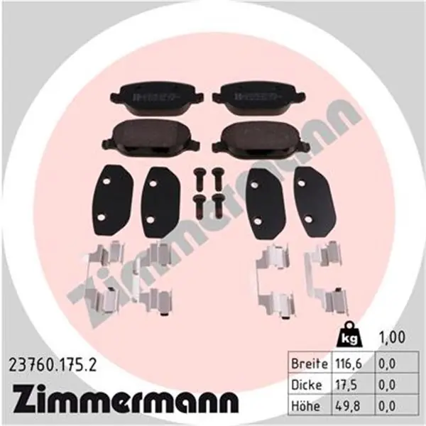 Disponible Ahora Juego de pastillas de freno ZIMMERMANN 237601752