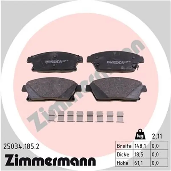Juego de pastillas de freno ZIMMERMANN 250341852 Mejor Calidad