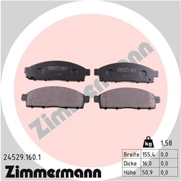 Garantía Incluida Juego de pastillas de freno ZIMMERMANN 245291601