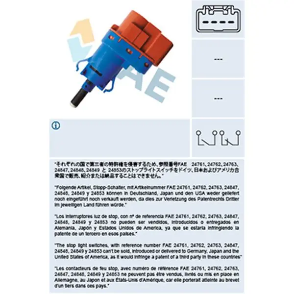Exclusivo Interruptor luces freno FAE 24796