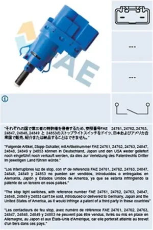 Interruptor luces freno FAE 24853 Precio De Fábrica