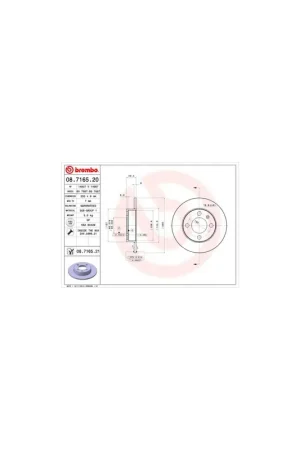 DISCO DE FRENO 2 UNID. X CAJA 08.7165.20 BREMBO - VW POLO Variant (6KV5) - Eje trasero Envío Gratis