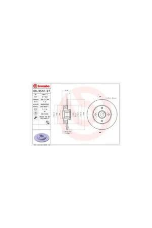 Alta Calidad DISCO DE FRENO 1 UNID. X CAJA 08.9512.27 BREMBO - CITROËN C4 Coupé (LA_) - Eje trasero
