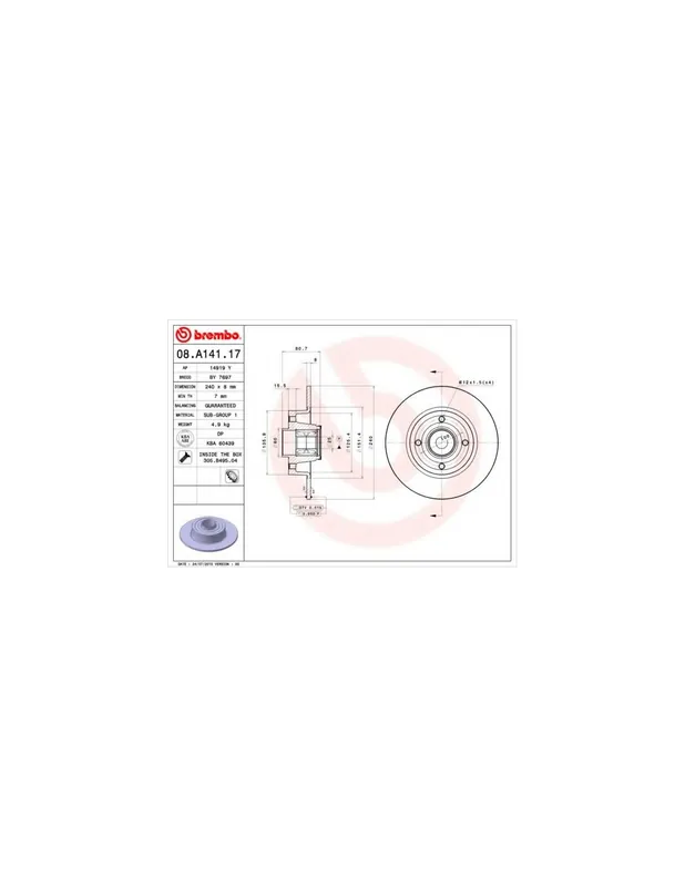 Tendencia DISCO DE FRENO 2 UNID. X CAJA 08.A141.17 BREMBO - RENAULT MEGANE II Sedán (LM0/1_) - Eje trasero
