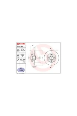 DISCO DE FRENO 2 UNID. X CAJA 08.A141.17 BREMBO - RENAULT WIND (E4M_) - Eje trasero Directo De Fábrica