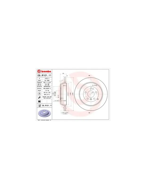 Envío Internacional DISCO DE FRENO 2 UNID. X CAJA 08.R101.11 BREMBO - MERCEDES-BENZ CLASE M (W164) - Eje trasero