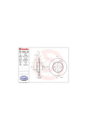 Auténtico DISCO DE FRENO 2 UNID. X CAJA 09.7820.20 BREMBO - DAEWOO NUBIRA Sedán (KLAJ) - Eje delantero