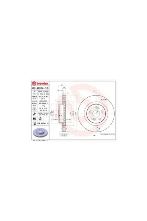 Económico DISCO DE FRENO 2 UNID. X CAJA 09.8904.10 BREMBO - RENAULT EURO CLIO III (BR0/1, CR0/1) - Eje delantero