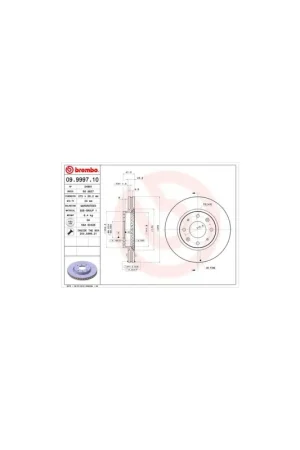 DISCO DE FRENO 2 UNID. X CAJA 09.9997.10 BREMBO - KIA SPECTRA Sedán (LD) - Eje delantero Favorito De Clientes