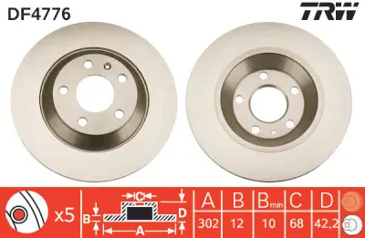 Alta Calidad Juego de discos de freno TRW DF4776 TRW DF4776