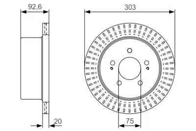 Juego de 2 discos de freno BOSCH 0 986 479 V26 (Sustituye a 0 986 AB6 693) Directo De Fábrica
