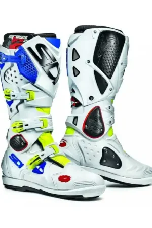 BOTAS SIDI CROSSFIRE 2 SRS BLANCA-AZUL-AMARILLO FLUOR Máxima Calidad
