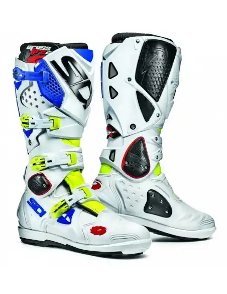 BOTAS SIDI CROSSFIRE 2 SRS BLANCA-AZUL-AMARILLO FLUOR Máxima Calidad